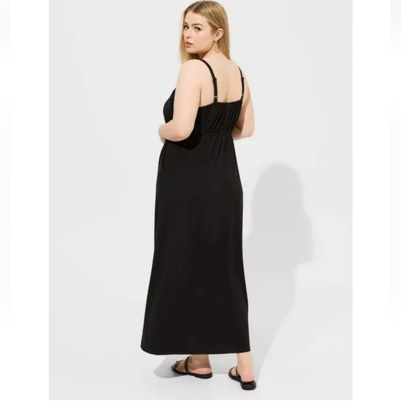 Torrid Black Crochet Trim Maxi Dress Pockets Fringe - Picture 3 of 13